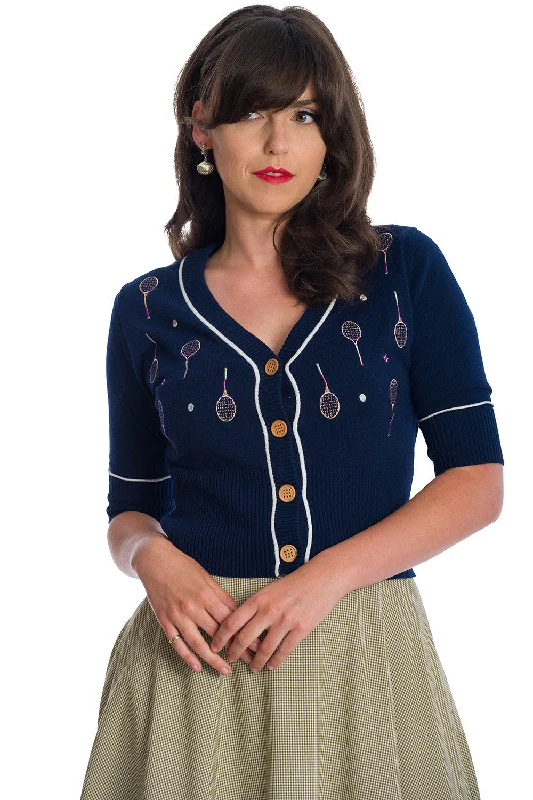 TENNIS CLUB CARDIGAN Glossy Satin Silk