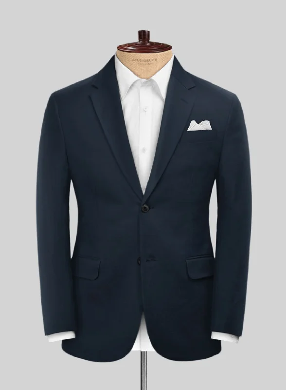 Scabal Dark Navy Cashmere Cotton Jacket Chenille Jacket Brocade Jacket Lace Jacket