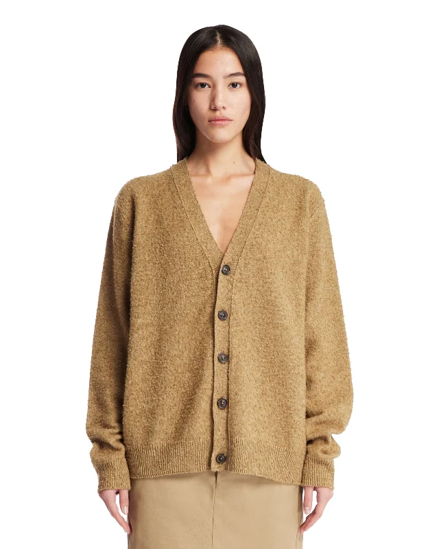 Cardigan In Lana Beige Beaded Cardigan Sequined Faux Fur