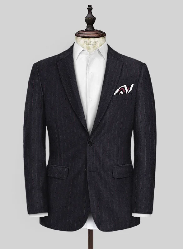 Scabal Londoner Toconi Stripe Blue Wool Jacket Anorak Shell Jacket Lightweight Jacket