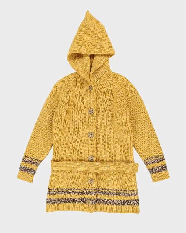 Hand Crafted By Canadian Eskimos Yellow Cardigan - S Handmade Hand-knitted Hand-woven