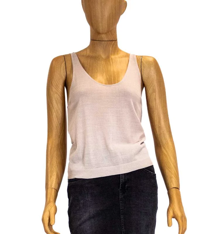 Woven Scoop Neck Tank soft pink tank