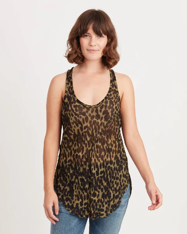 Sheer Leopard Print Tank rhinestone tank top