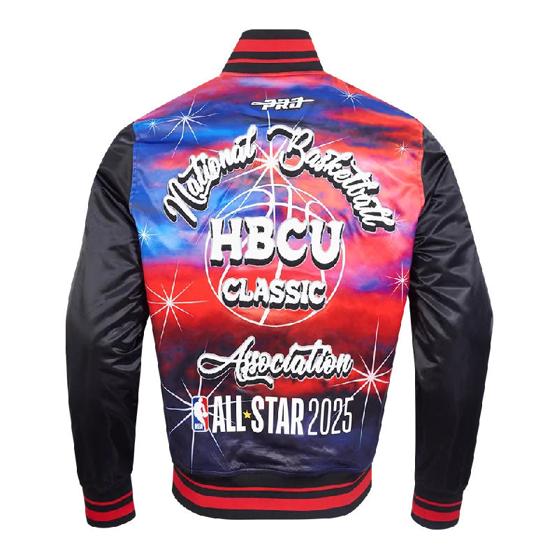 HBCU X NBA ALL STAR 2025 WOMEN'S SUBLIMATED SATIN JACKET (BLACK/RED/BLACK) Corduroy Jacket Velvet Jacket Brocade Jacket