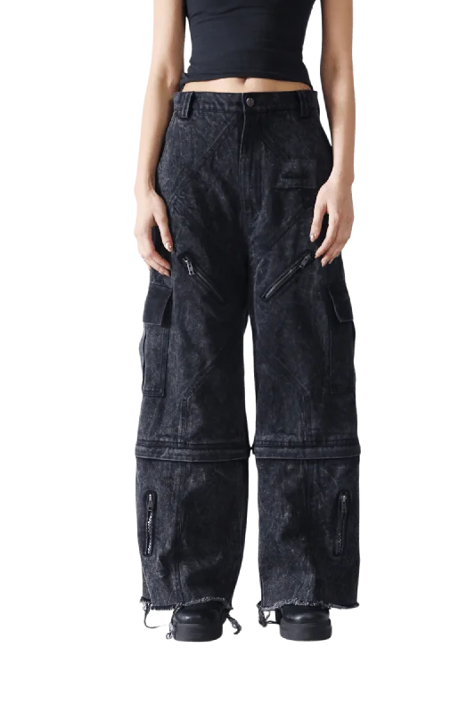 Denim Acid Wash Convertible Pants Comfortable Denim Trousers