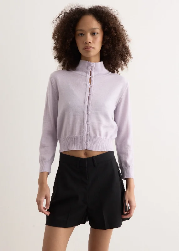 High Neck Knit Cardigan Asymmetrical,ymmetric Pencil Cardigan