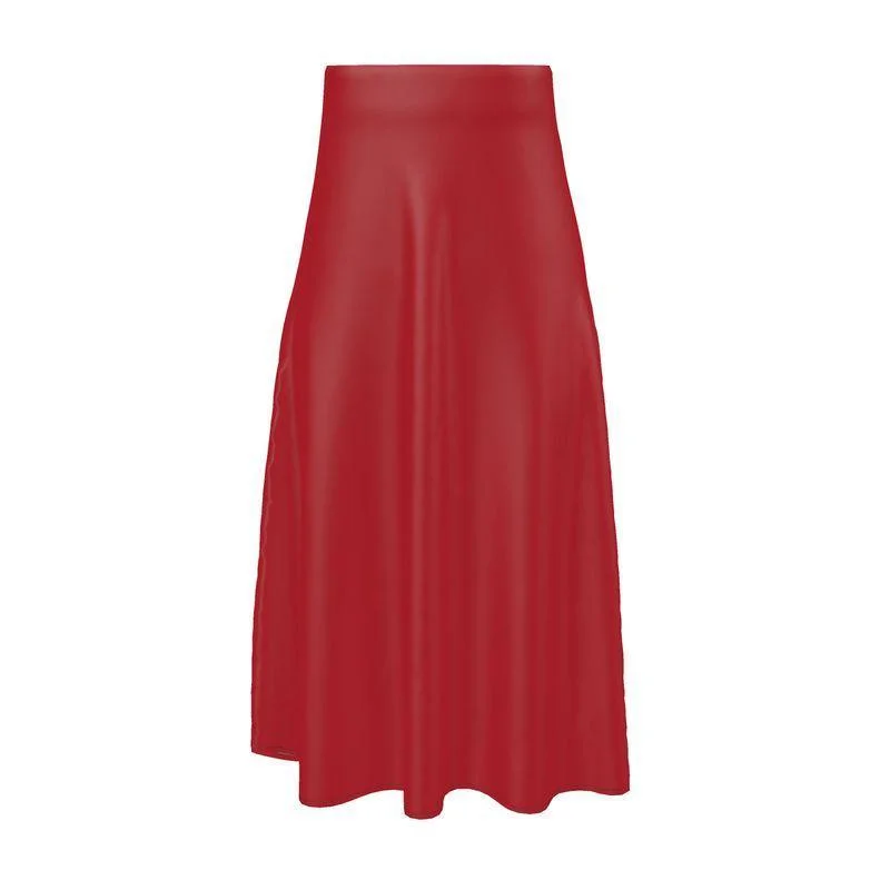 Unia Red Silk A-line Midi Skirt chiffon skirt lightweight