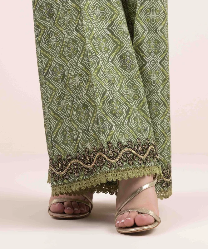 Embroidered Cambric Flared Pants Chic Faux Leather Pants