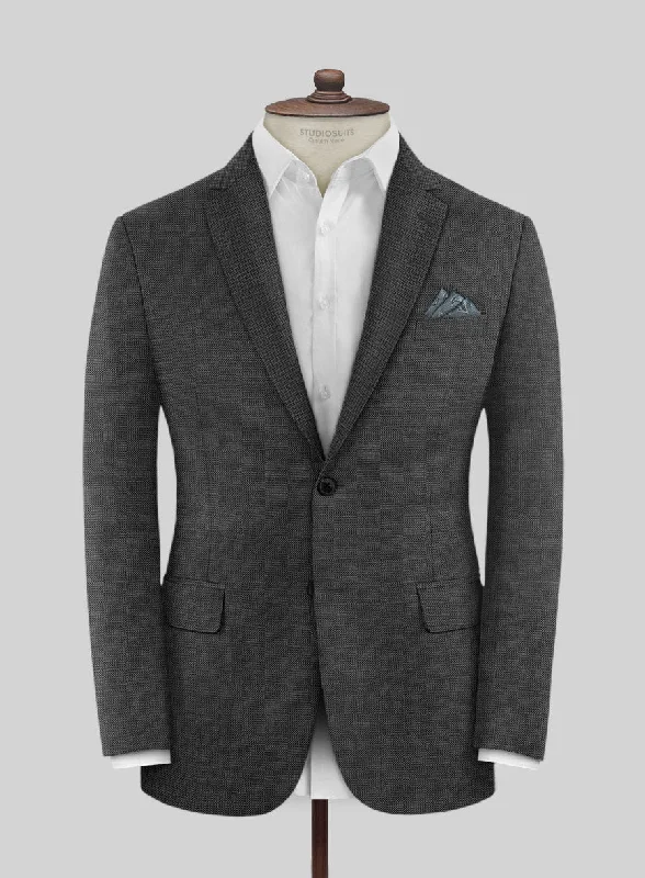 Scabal Cosmopolitan Dark Gray Wool Jacket Lace Jacket Ribbed Jacket Sequined Jacket