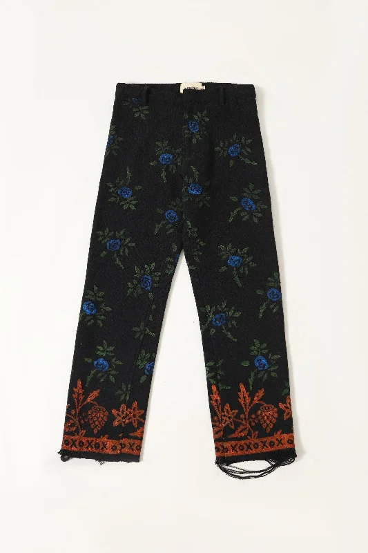 BLOCK PRINTED "GARDEN" PANTS Relaxed Fit Trousers