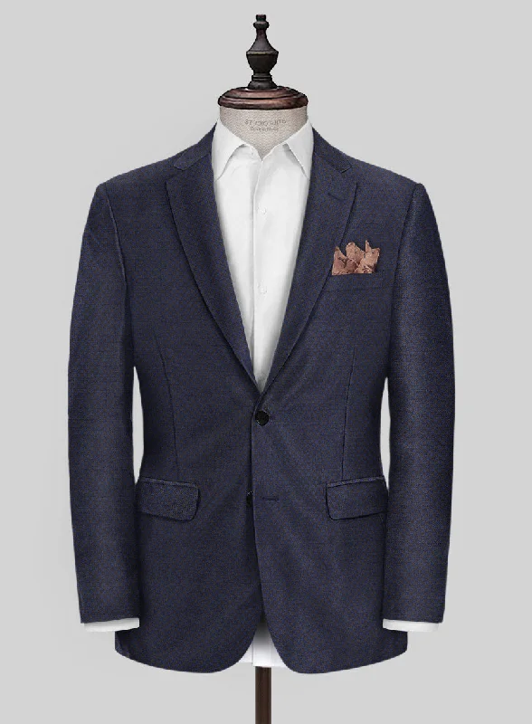 Scabal Londoner Gallo Blue Wool Jacket Satin Jacket Silk Jacket Chiffon Jacket
