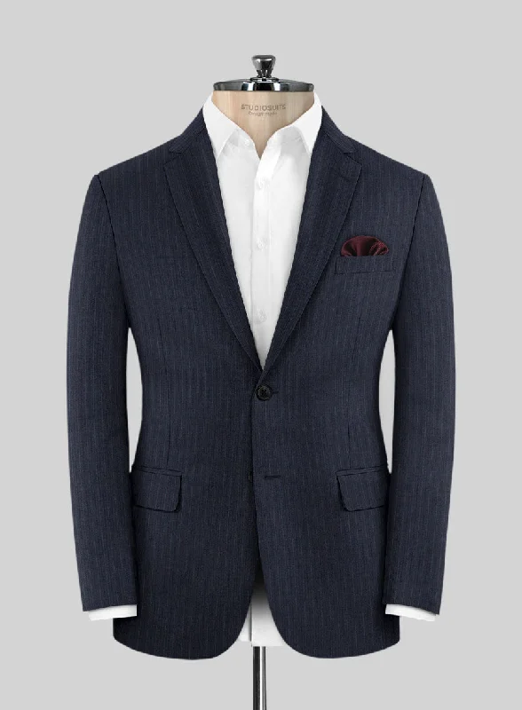 Scabal Londoner Jaspal Stripe Blue Wool Jacket Corduroy Jacket Velvet Jacket Brocade Jacket