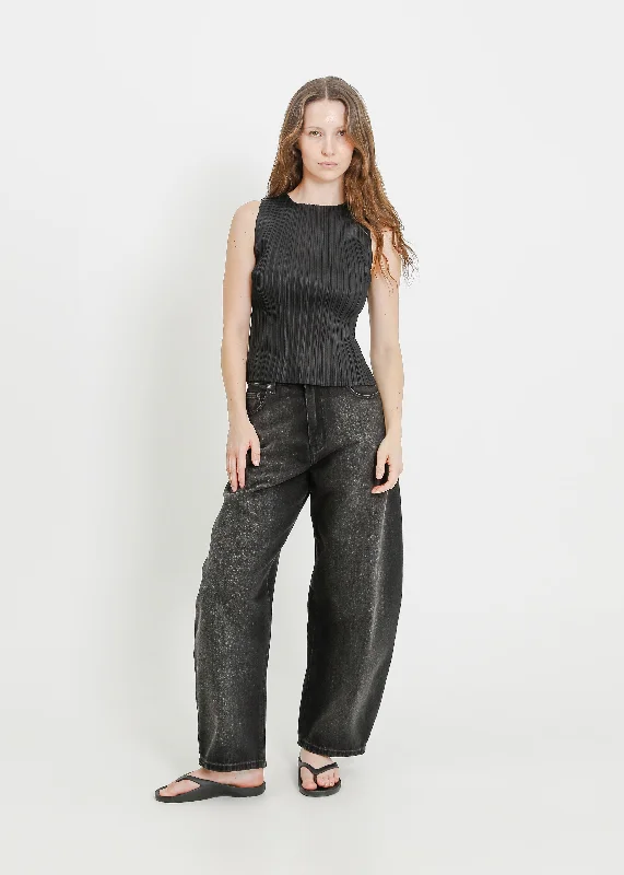 WINN PLEAT TANK  / BLACK cutout tank top