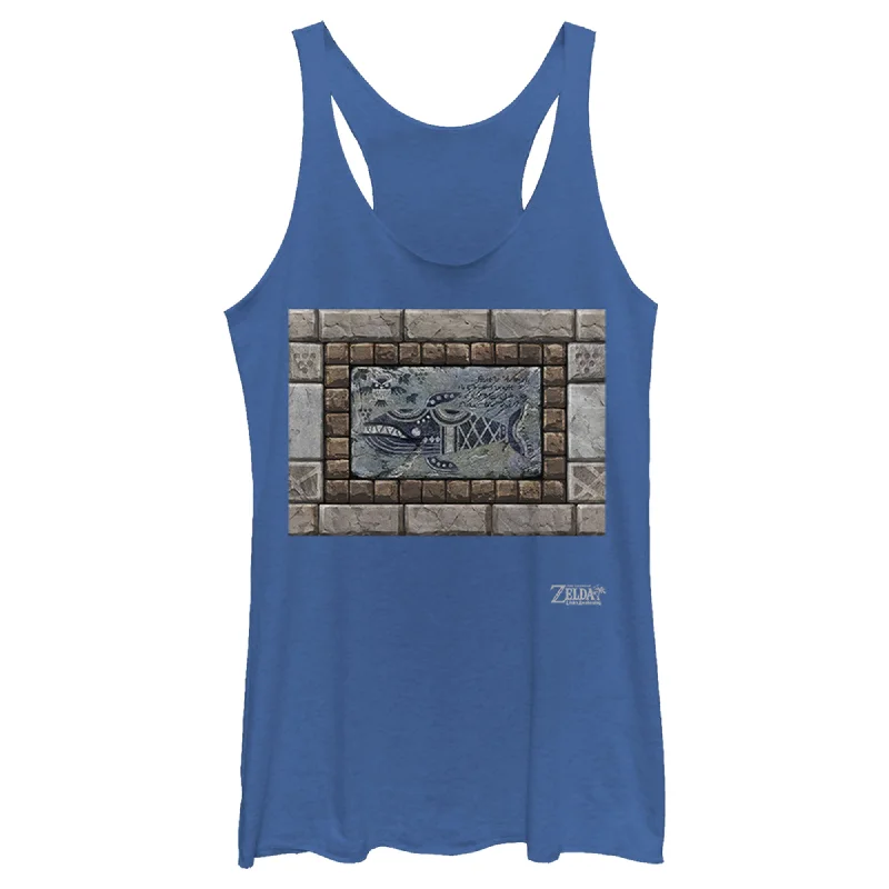 Women's Nintendo Legend of Zelda Link's Awakening Whale Stone Tablet Racerback Tank Top charcoal tank top