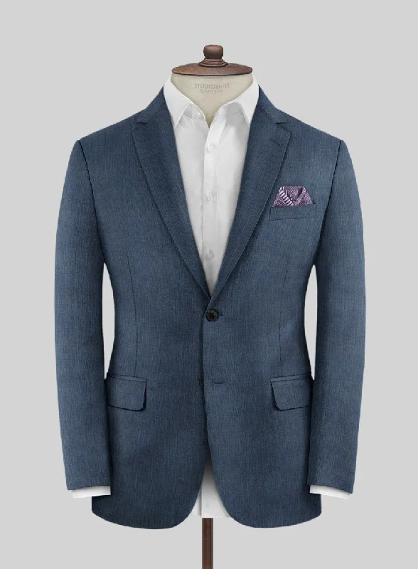 Scabal Londoner Rez Stripe Blue Wool Jacket Print Jacket Jacquard Jacket Embroidered Jacket
