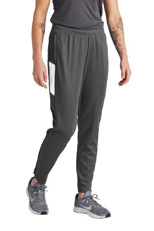 Sport-Tek Womens Moisture Wicking Travel Pants w/ Pockets - Iron Grey/White Trendy Tapered Pants