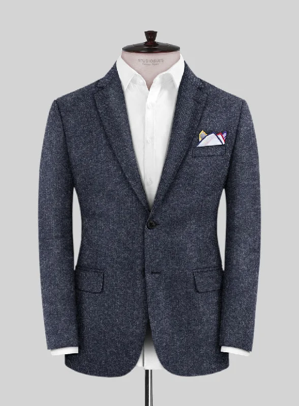 Scabal Denim Blue Wool Cashmere Jacket Mesh Jacket Canvas Jacket Denim Jacket