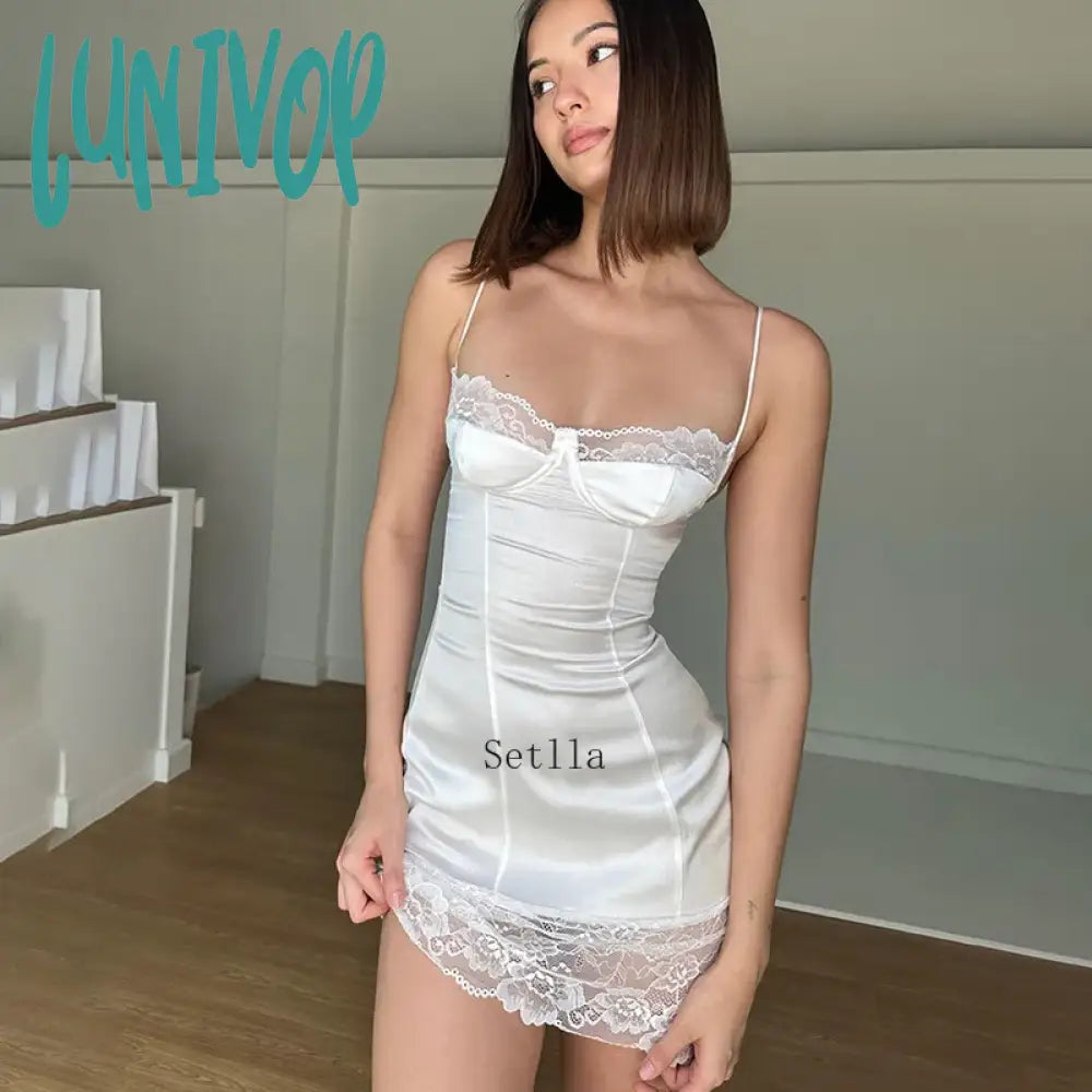 Lunivop Elegant Fashion Sexy Lace Floral Slip Mini Dress Outfits for Women Sleeveless Club Party Dresses in White Y2K White Dress Tunics New arrival Lunivop Elegant Fashion Sexy Lace Floral Slip Mini Dress Outfits for Women Sleeveless Club Party Dresses in White Y2K White Dress Tunics New arrival