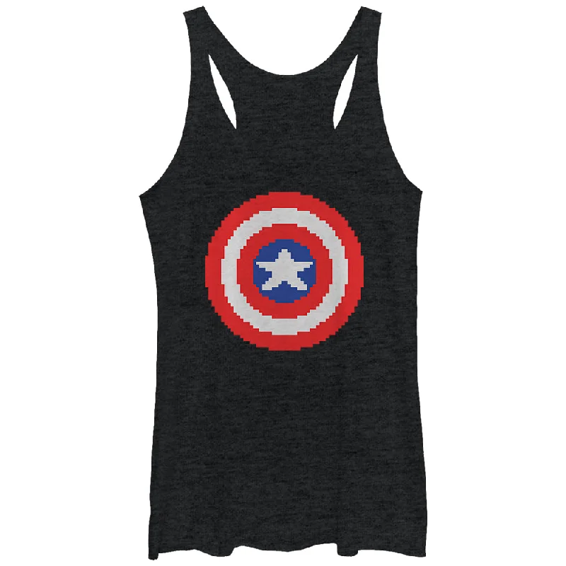 Women's Marvel Captain America Pixelated Shield Racerback Tank Top lime green tank