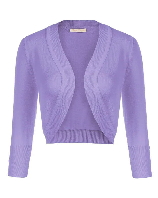 3/4 Sleeve Bolero Shrug Open Front Knit Cropped Cardigan Sweater Crew Neck V-Neck Turtle Neck