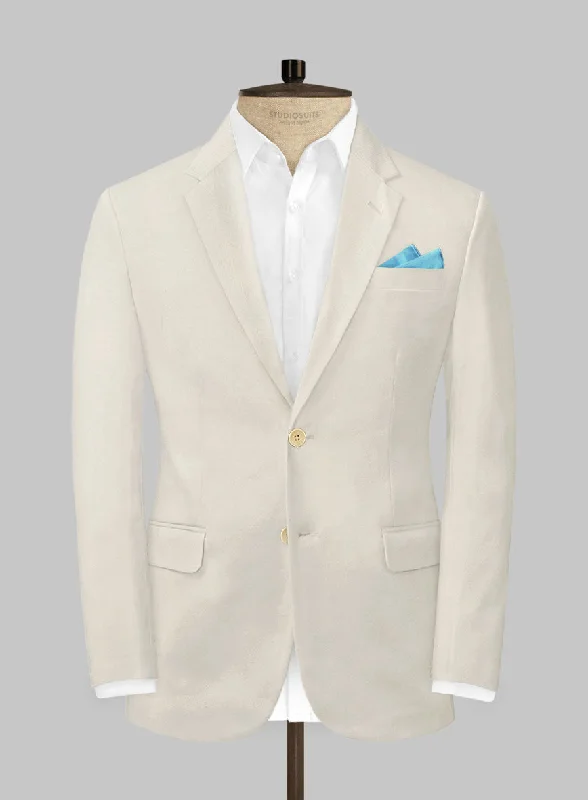 Scabal Light Fawn Cotton Stretch Jacket Zip Front Button Front Snap Front