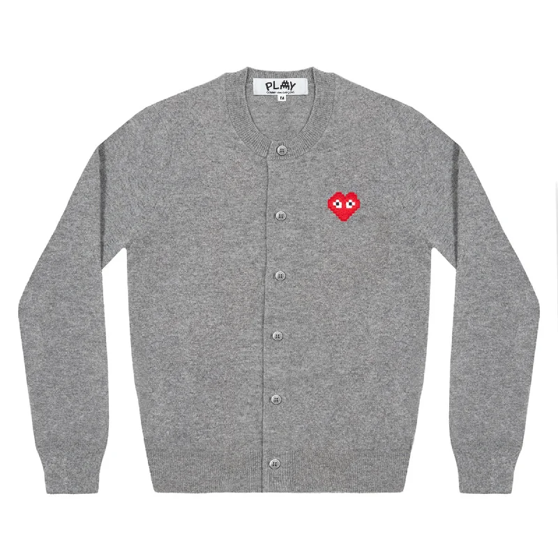 Play Comme des Garçons x the Artist Invader Ladies' Cardigan (Top Grey) Elegant Classic Vintage