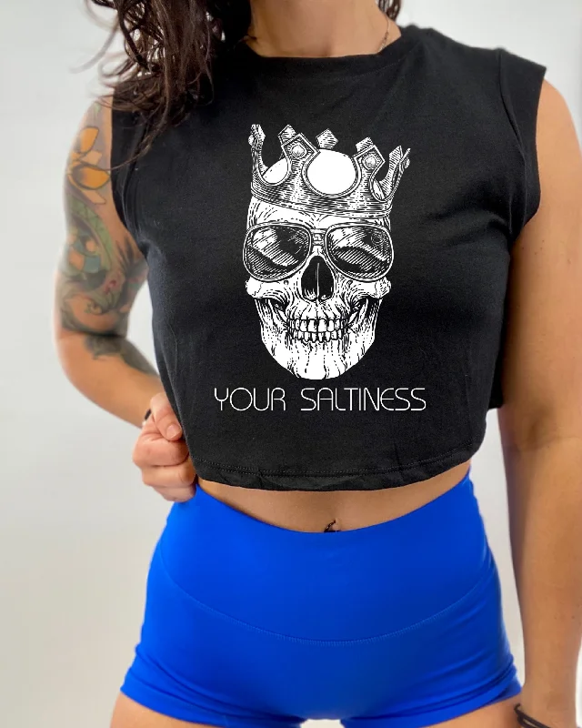 Salty Savage Ladies “YOUR SALTINESS” Cropped Muscle Tank casual tank top