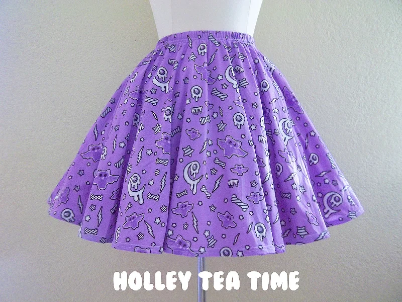 Milky bat night purple skater skirt [made to order] lace skirt romantic