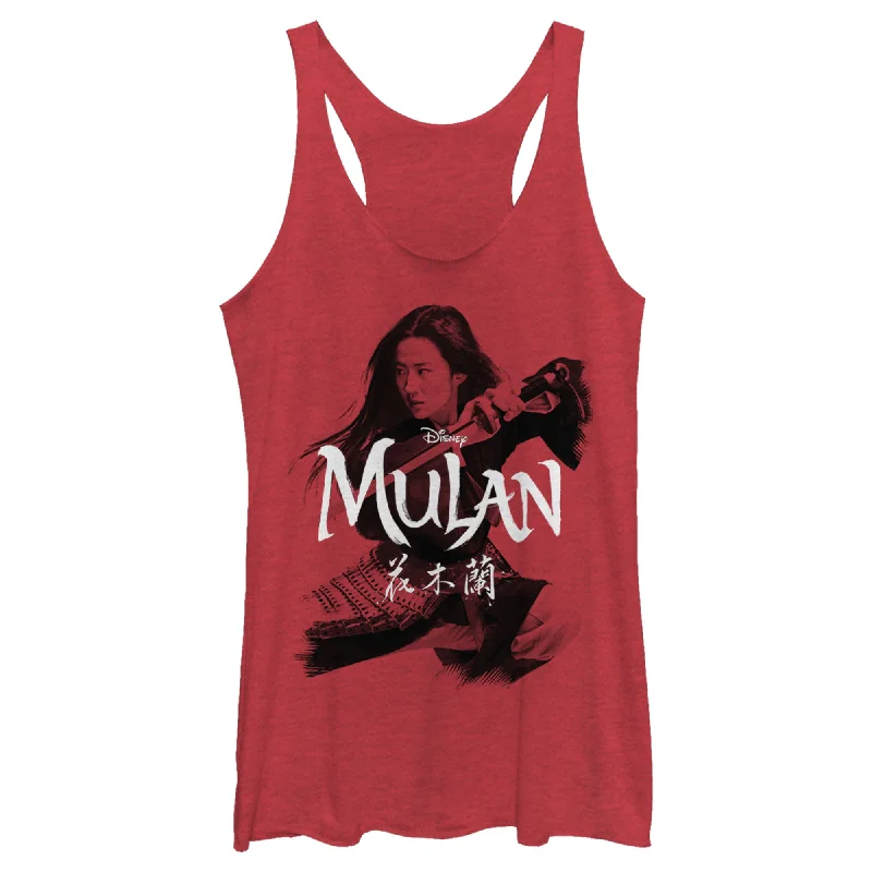 Women's Mulan Warrior Shadow Racerback Tank Top gold tank top