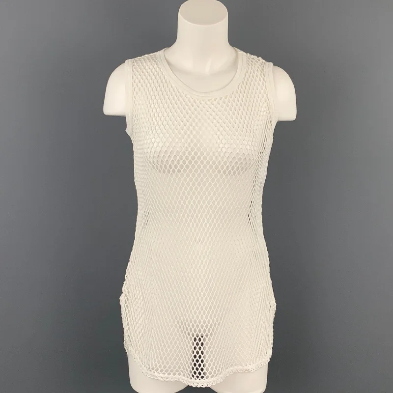 Y's by YOHJI YAMAMOTO Size S White Mesh Cotton Sleeveless Tank Top sheer tank top