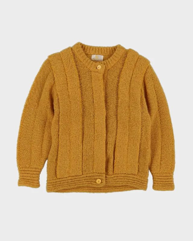 Mustard Yellow Knitted Cardigan - M Oversized Loose Flowy