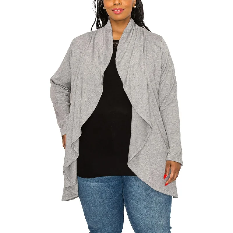 Coin 1804 Womens Plus Drapey Open Front Cardigan Sweater Hooded Caped Shawl Collar