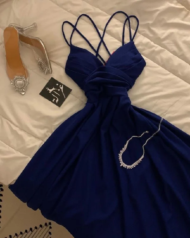 Cifeeo-back to school outfits 18th Birthday A line Spaghetti Straps Royal Blue Homecoming Dresses Knee Length Party Dress C2970 Tunics Travel practical Cifeeo-back to school outfits 18th Birthday A line Spaghetti Straps Royal Blue Homecoming Dresses Knee Length Party Dress C2970 Tunics Travel practical