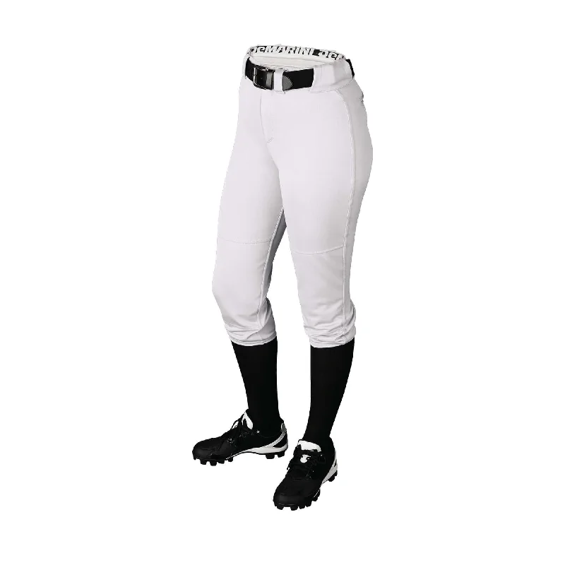 DeMarini Womens Fierce Softball Pant White Comfy Zip-Up Pants
