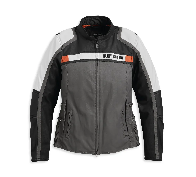 Harley-Davidson Women's Amalgam Textile Triple Vent System Riding Jacket One-Shoulder Jacket Off-the-Shoulder Jacket Asymmetrical Jacket