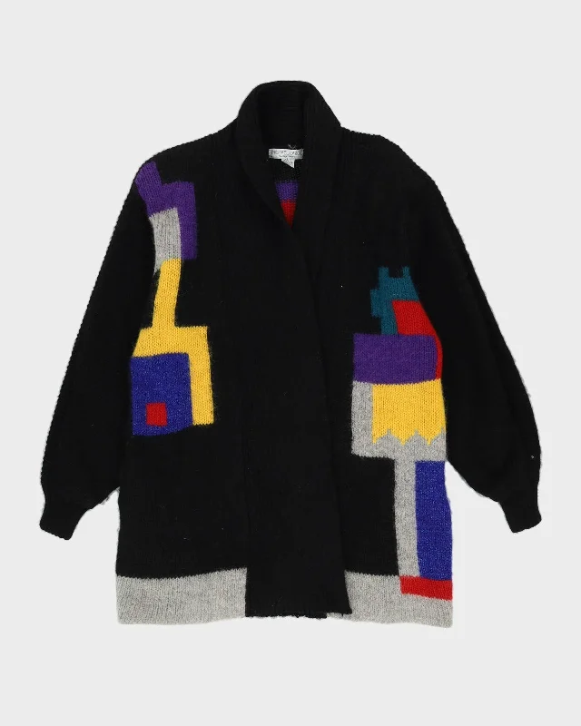 Black Patterned Knitted Cardigan - L Velvet Chenille Corduroy