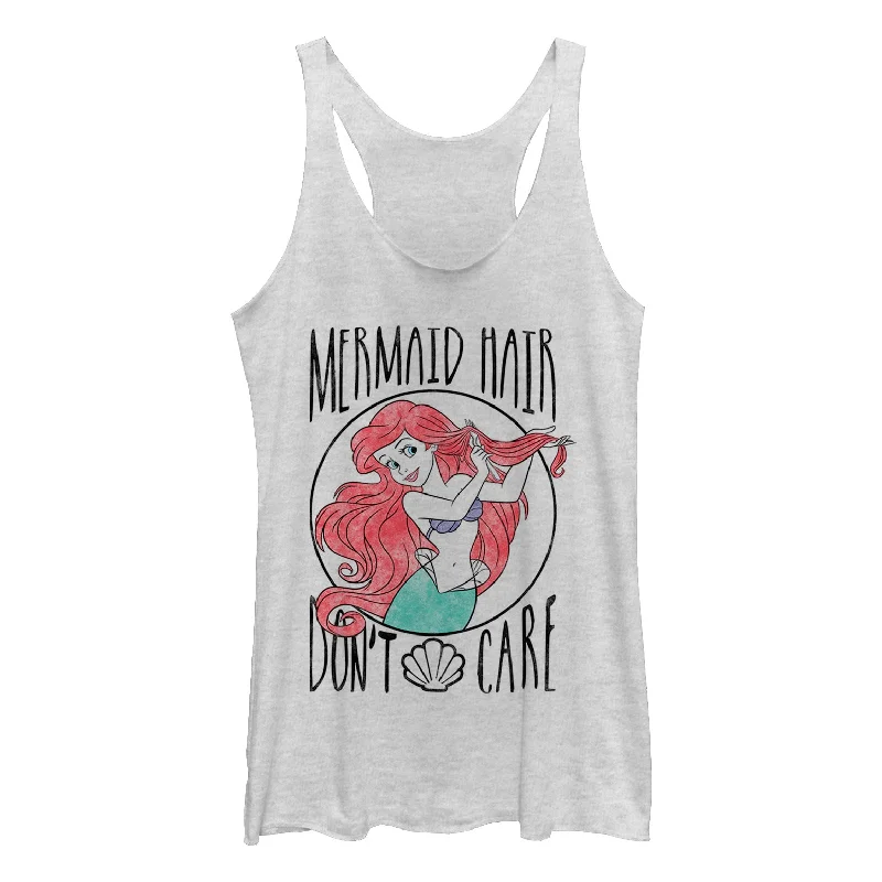 Women's The Little Mermaid Ariel Hair Don't Care Racerback Tank Top teal tank top