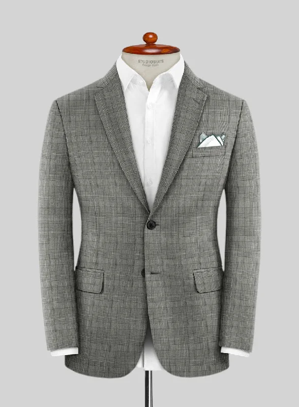 Scabal Cosmopolitan Glen Gray Wool Jacket Mesh Jacket Canvas Jacket Denim Jacket