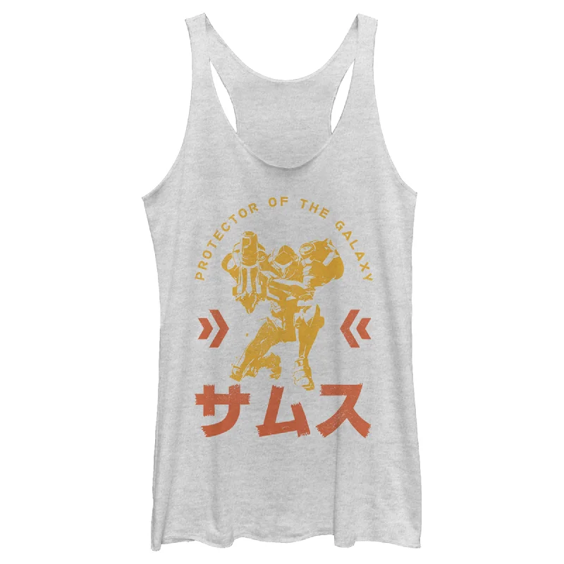 Women's Nintendo Metroid Samus Protector of the Universe Kanji Racerback Tank Top cozy tank top