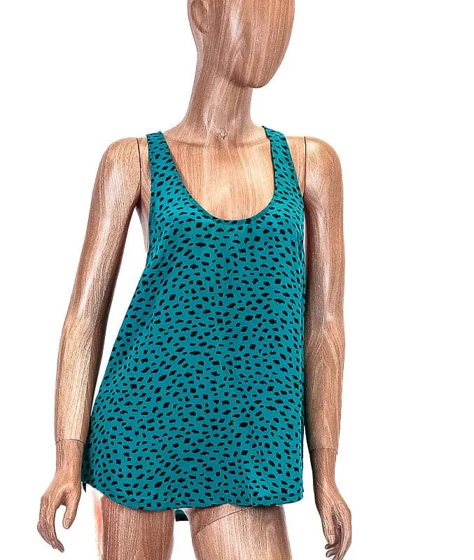 Printed Silk Tank crew neck tank