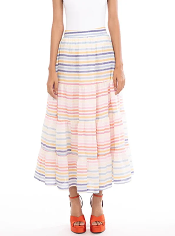 Agatha Skirt in Candy Stripe silk skirt sleek