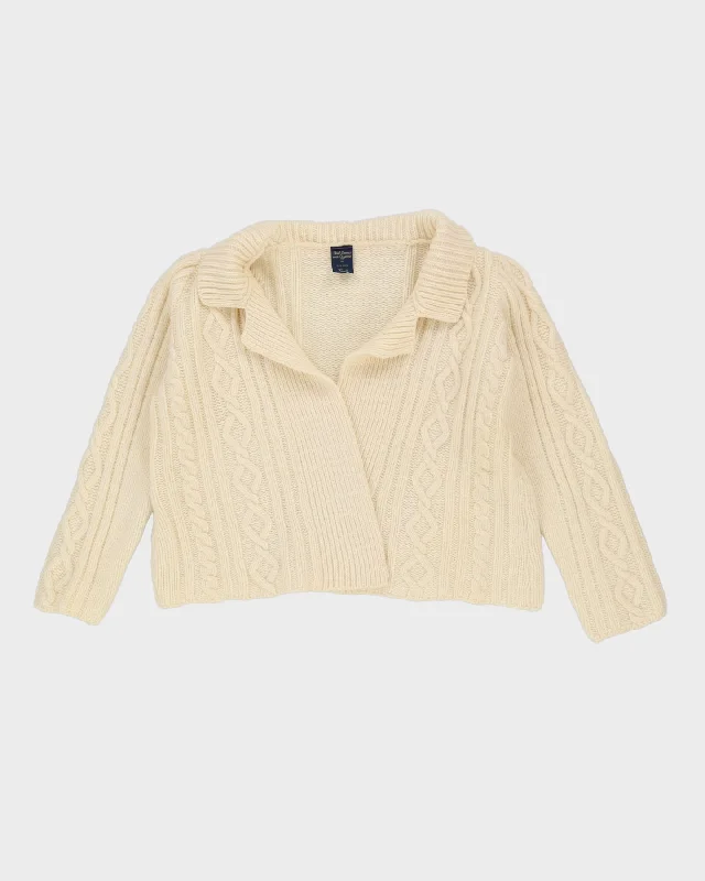 Paul James Cream Wool Cardigan - L Velvet Chenille Corduroy