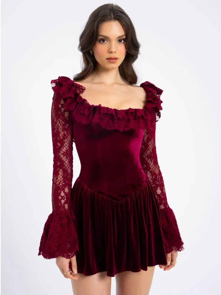 Cinessd Christmas Gift Outfit Elegant Solid Lace Up Square Collar Backless Pleated Skirt Women Chic Sexy Long Sleeves Mini Dress 2024 New Club Party Dresses Tunics Review highly Cinessd Christmas Gift Outfit Elegant Solid Lace Up Square Collar Backless Pleated Skirt Women Chic Sexy Long Sleeves Mini Dress 2024 New Club Party Dresses Tunics Review highly