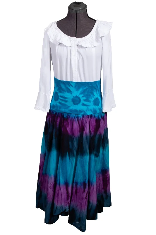 Scully Womens Blue 100% Cotton Tie Dye Skirt silk skirt smooth