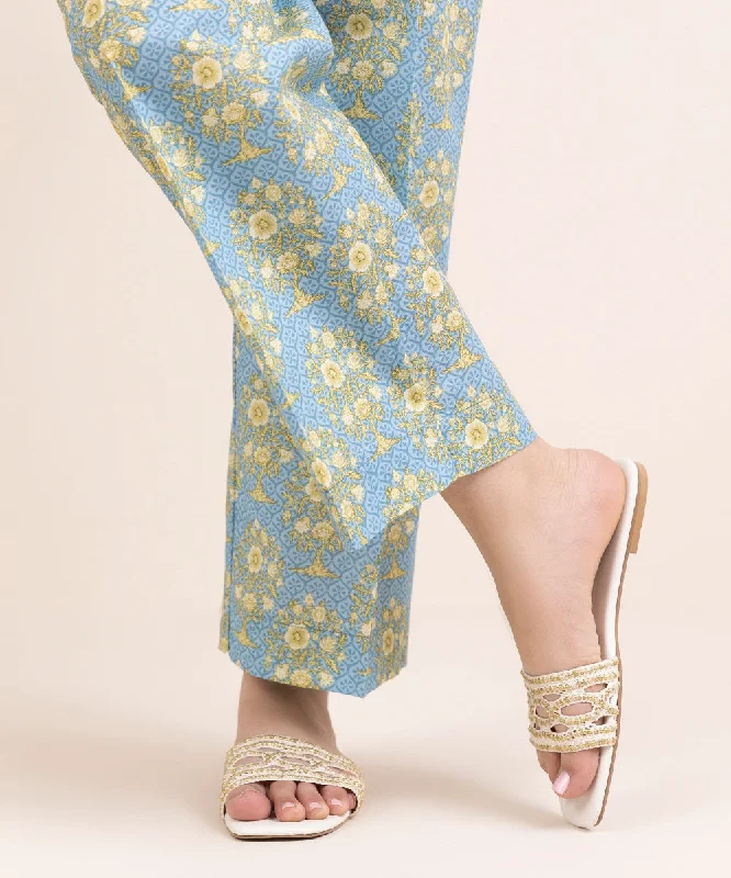 Printed Cambric Straight Pants Trendy Work Pants