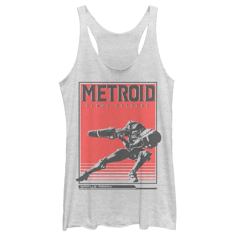 Women's Nintendo Metroid Samus Returns Poster Racerback Tank Top ivory tank top