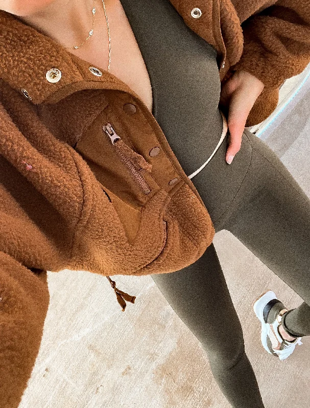 Button Fleece Jacket Bomber Jacket Anorak Windbreaker