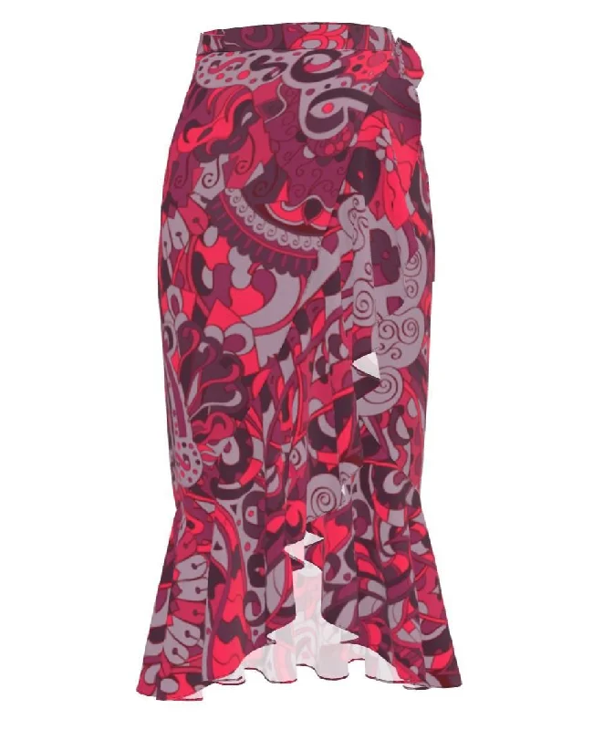 Pena Wrap Long Flounce Skirt corduroy skirt cozy