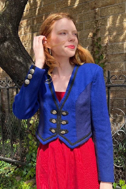 Cobalt Piped Wool Jacket XS/S Faux Fur Jacket Real Fur Jacket Shearling Jacket