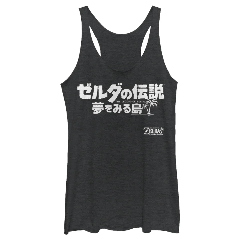 Women's Nintendo Legend of Zelda Link's Awakening Kanji Character Logo Racerback Tank Top ribbed tank top